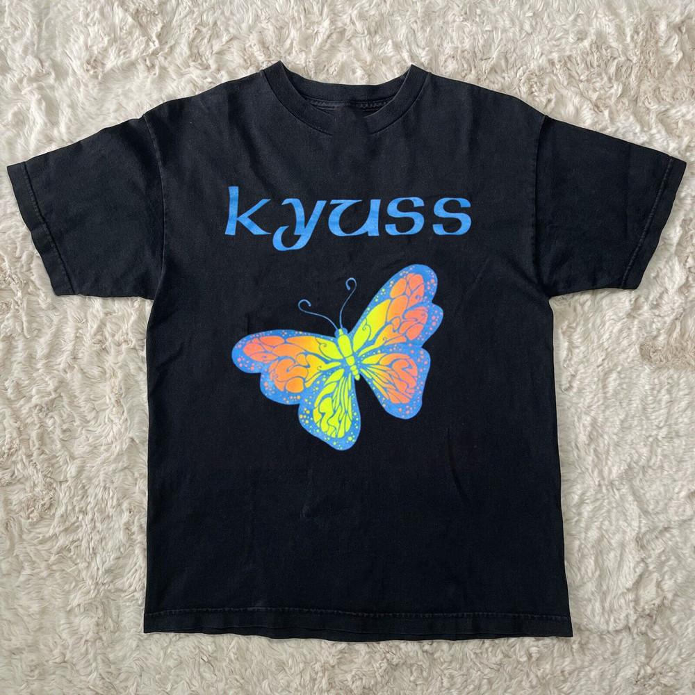 Kyuss Band Shirt Butterfly Logo Short Sleeve Gray All Size Shirt AL38