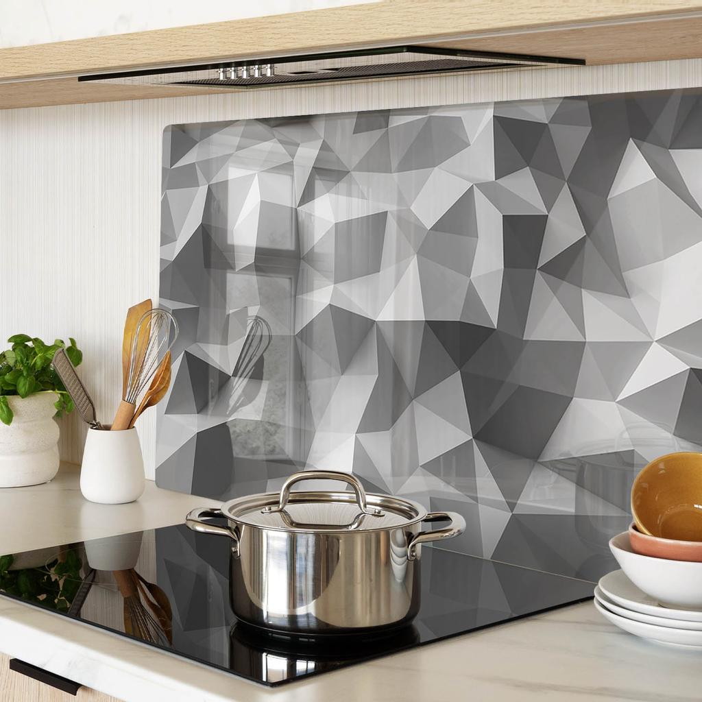 Glass Kitchen Cutting Board with Abstract Triangles Graphic 80X52 Cm