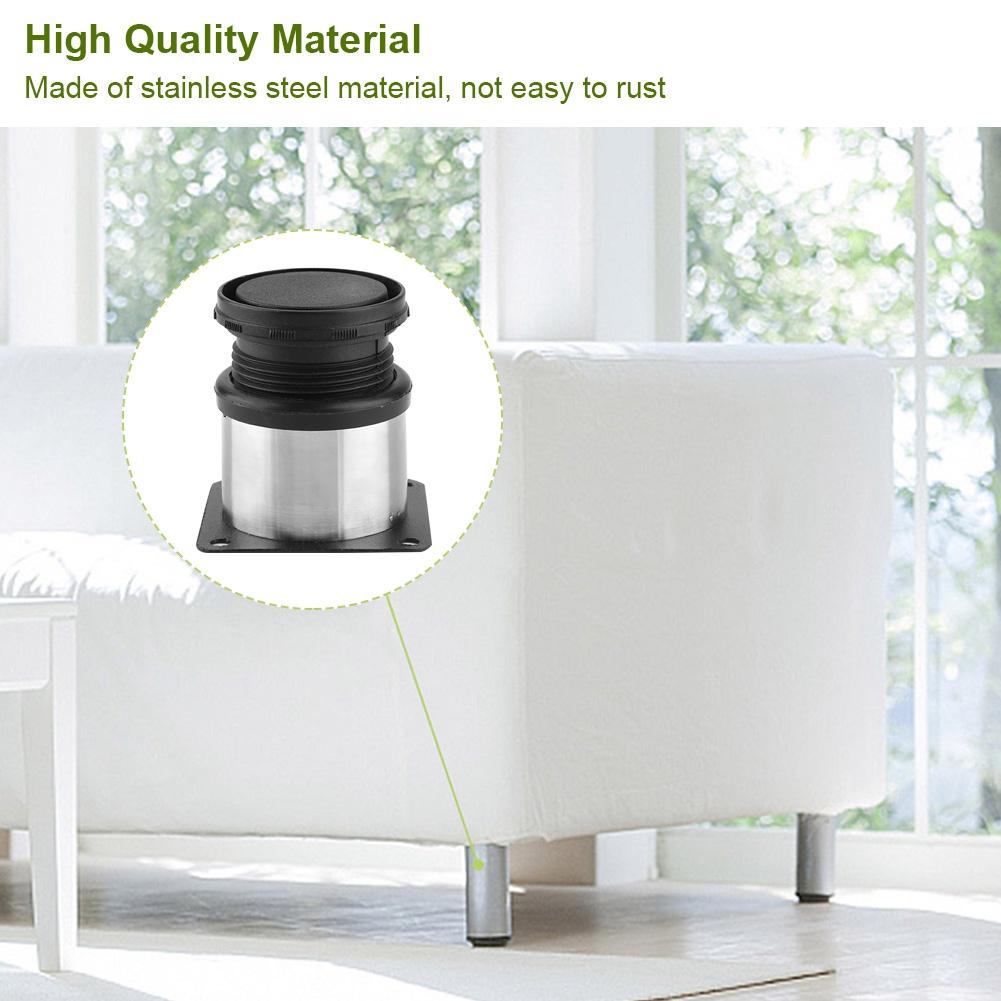 4pcs Adjustable Furniture Legs Stainless Steel Cabinet Feet for Table Bed Sofa (50*50mm)