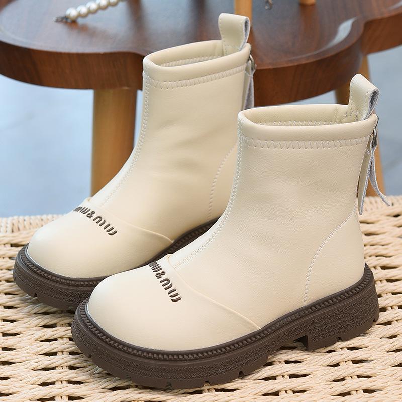 Vattentäta Läder Bomullsstövlar för Flickor - Höst/Vinter 2025 Martin-stil