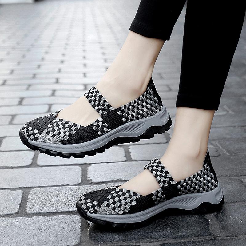 Летние женские кроссовки удобные повседневные мягкие легкие туфли для медсестер сандалии больших размеров на плоской подошве обувь Мэри Джейн EU 42 2539₽
