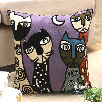 Federa per Cuscino Astratta Van Gogh Meow Ricamo Completo Ricamo Picasso Cuscino da Letto Cuscino da Comodino per Auto