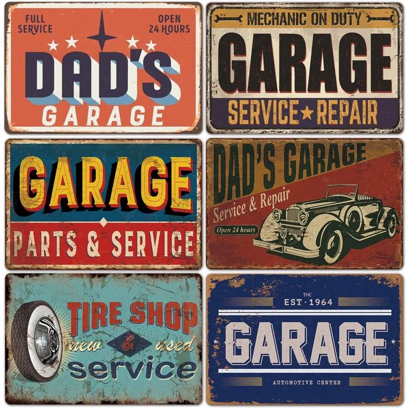 Route 66 Car Metal Dad's Garage Metal Tin Signs Poster Vintage Tinplate Retro Plaque Garage Man Cave Tire Shop Wall Art Decor