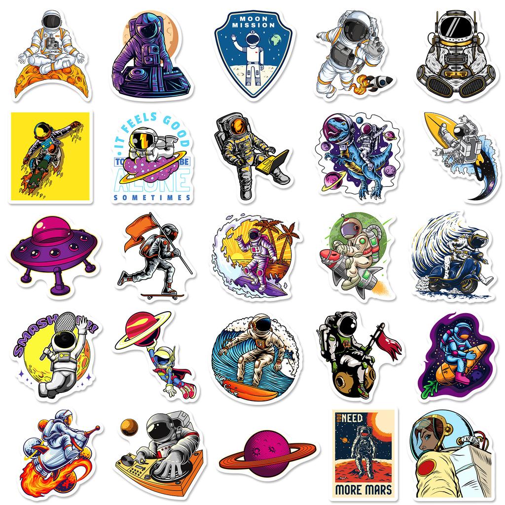 50 Astronaut Series Astronaut Stickers Luggage Water Cup Computer Stickers Cartoon Stickers