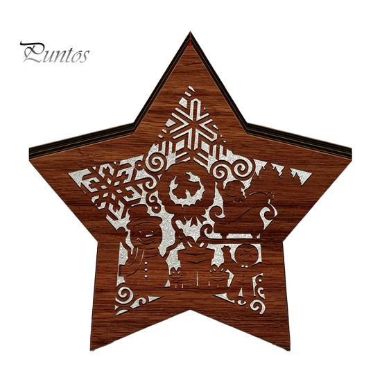 Atmospheric Room Lighting 3D Wooden LED Christmas Night Light, Hollow Carved Tabletop Decor Table Lamp with Warm Glow, Festive Holiday Home And Office