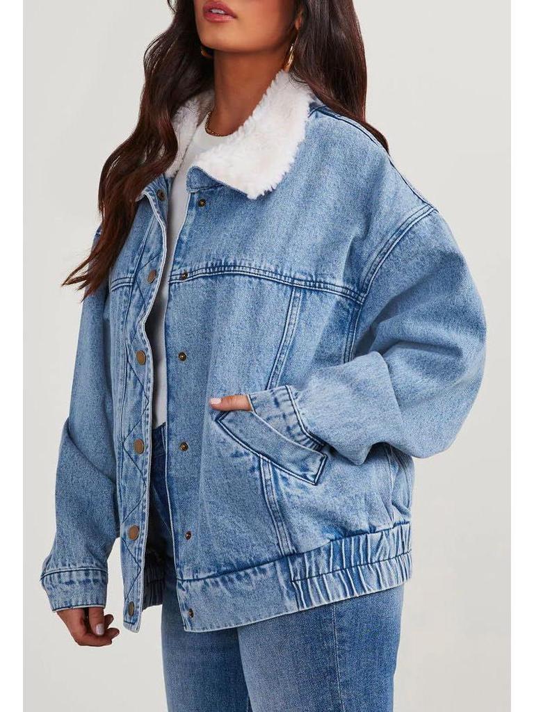 2025 New Arrival European Style Women's Winter Chic Denim Jacket – Fashionable & Age-Reducing