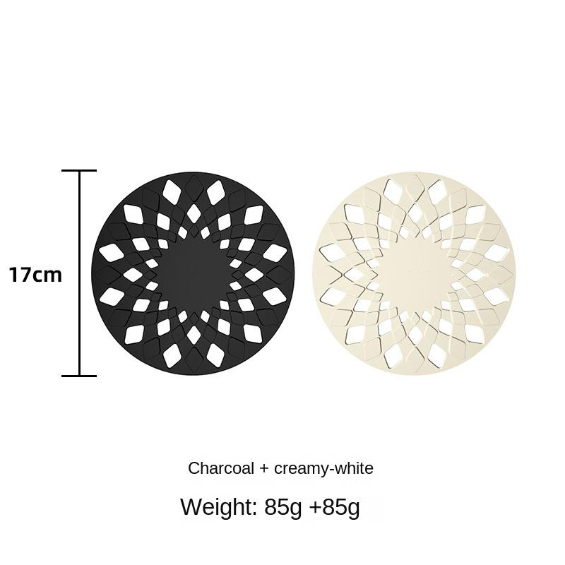 2 Pcs Lines Hollow Placemat Food Serving Table Mat Fletching Remover Vinyl Placemat for Round Table Hollow Out Silicone Placemat Safe Coaster Non-Slip