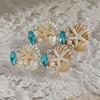Ensemble 2 Pièces Boucles d'Oreilles Coquillage Étoile de Mer Ensemble Tendre Pierre de Cristal Bleu Imitation Perle Boucles d'Oreilles Pour Femme Bijoux Couleur Froide Brillante