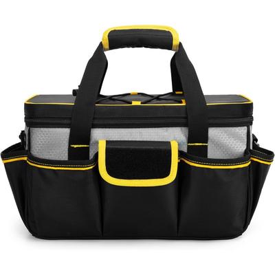 Heavy Duty Tool Bag With Padded Shoulder Strap Multi Compartment Workshop Carryall Electricians Mechanics Craftsmen