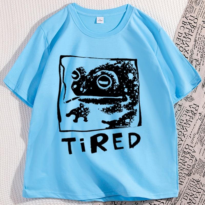 Tired Frog Funny Graphic T Shirts Men Women Casual Cotton Short Sleeve Printed Tshirt Crewneck Streetwear Graphic Tees Clothing