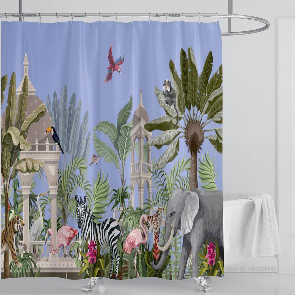 Chinese Style Flower and Birds Tree Shower Curtains Crane Pattern Bath Curtain Waterproof Bathroom Decor With Hooks 3d Printing