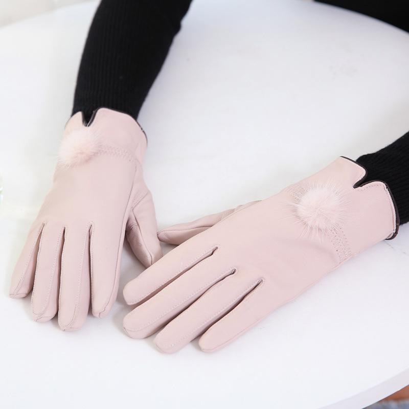 Mănuși din piele naturală pentru femei Mănuși de ciclism din catifea îngroșată și caldă