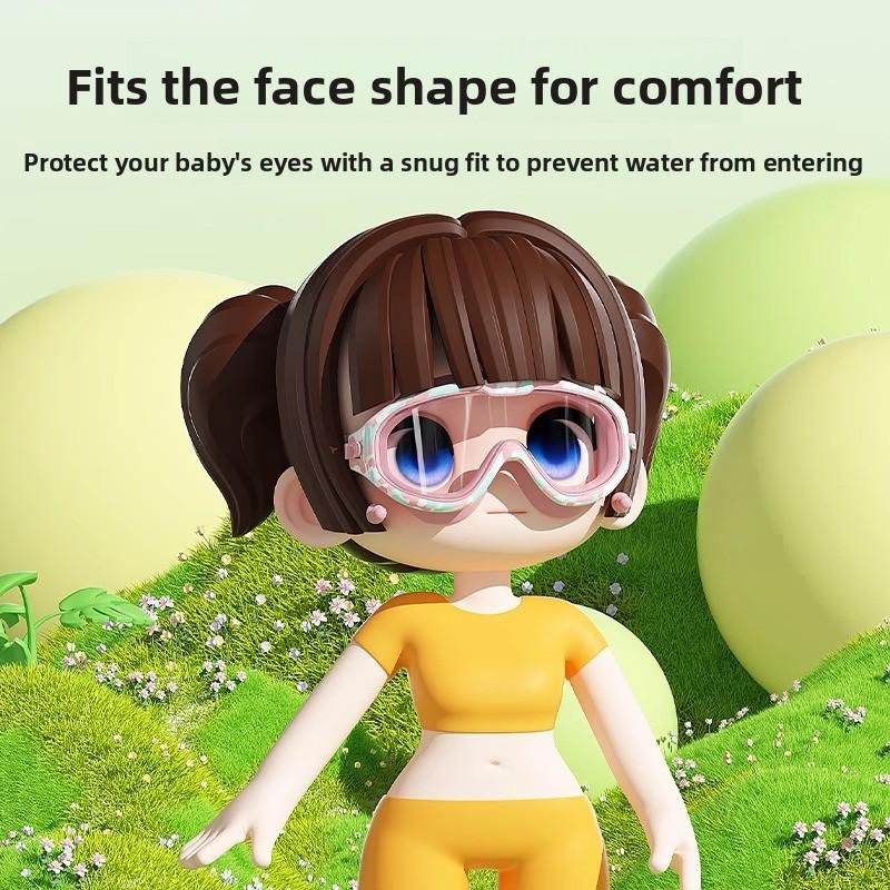 Children's Swimming Goggles Boys High Definition Anti-fog Waterproof Large Frame Swimming Glasses Swimming Cap Set Girls Diving Equipment