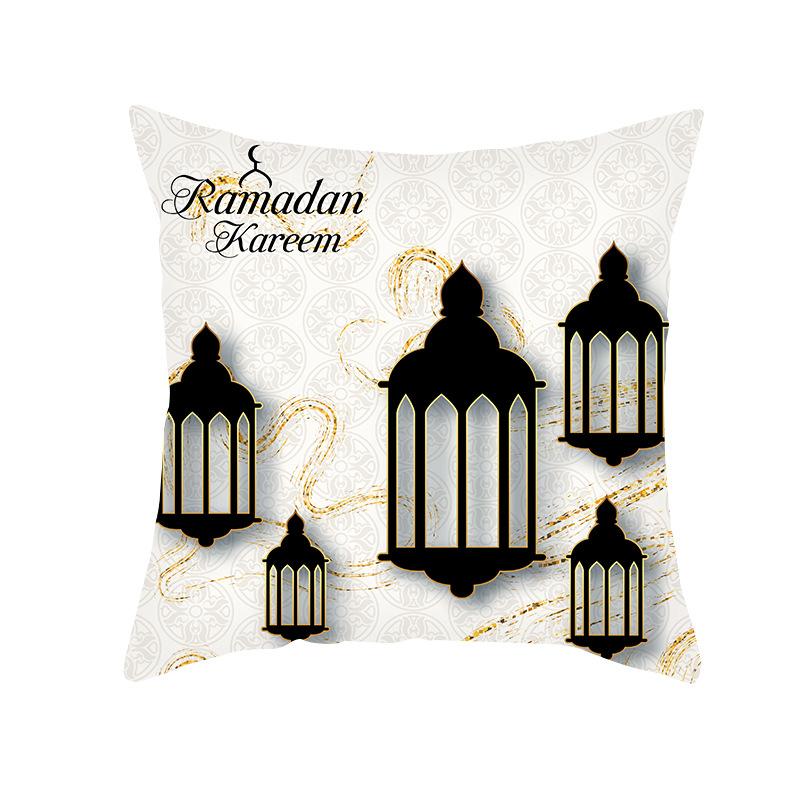 Home Decor Ramadan Kareem Lantern & Crescent Pillow Covers Pattern Cushion Cover Suitable For Sofa Bedroom Car Pillow Cover