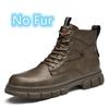 Winter Genuine Leather Mens Ankle Boots Outdoor Casual Shoes Lightweight Designer Men Warm Motorcycle Boots Handmade Male Boots