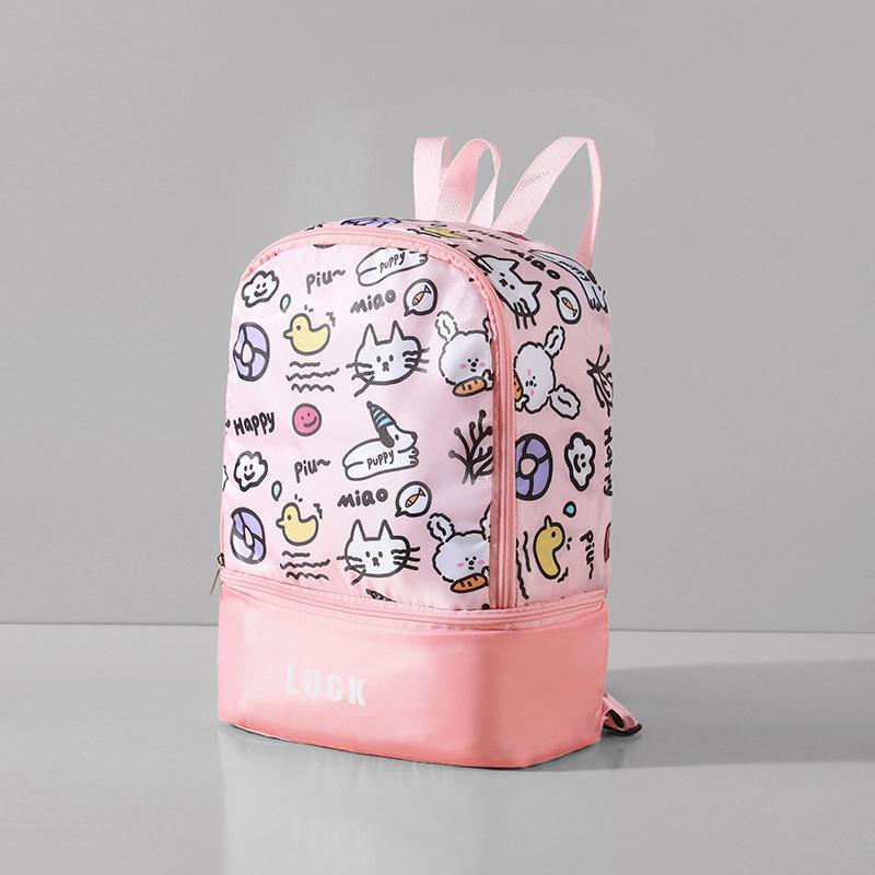 

2025 New Cartoon Swimming Bag Waterproof Backpack Wet And Dry Separation Waterproof Storage Bag for Swimming розовый