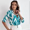 Camicia Vintage a Maniche Lunghe con Stampa Donna Colletto Classico Blusa Casual Top da Ufficio Abbottonatura Camicie Eleganti Larghe Femminili 24189