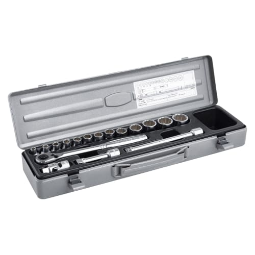 TONE 1560M 17-Piece Socket Wrench Set, 9.5mm (3/8") Drive, Silver