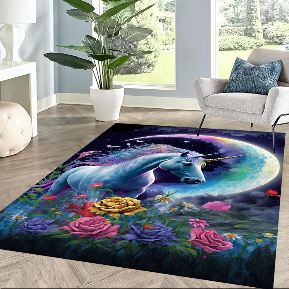 Beautiful Unicorn Carpet Design for Dormitory Hallway Living Rooms Outdoor Anti-slip Rug Office Home Decor