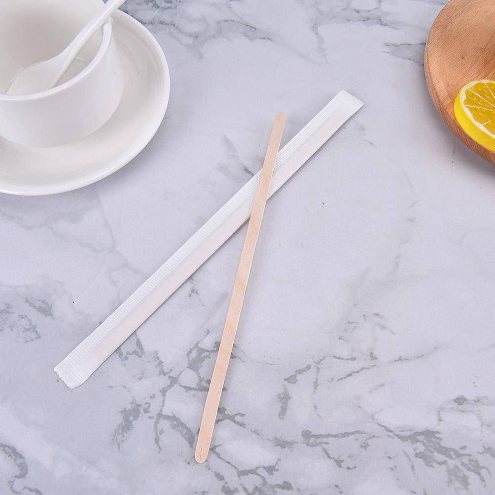 100ks jednorázových tyčinek na míchání Přírodní dřevěné čajové míchačky na kávu Potřeby pro kavárny