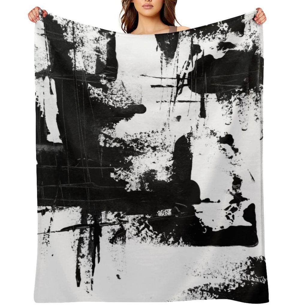 Black and White Abstract Throw Blanket Luxury Throw Sofa Bed For Decorative Sofa Warm Winter Blankets