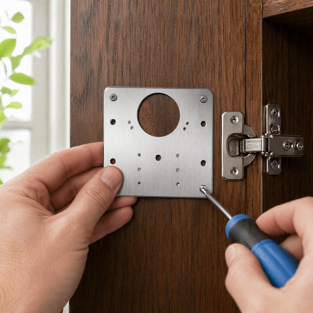 10pcs Stainless Steel Cabinet Hinge Repair Kit Fixing Screws Included Reinforced Structure Door Hinge Mounting Plate