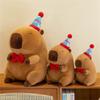 Soft Plush Capybara Stuffed Animal with Party Hat and Bow Tie Birthday Gift Stuffed Toy for Kids and Collectors