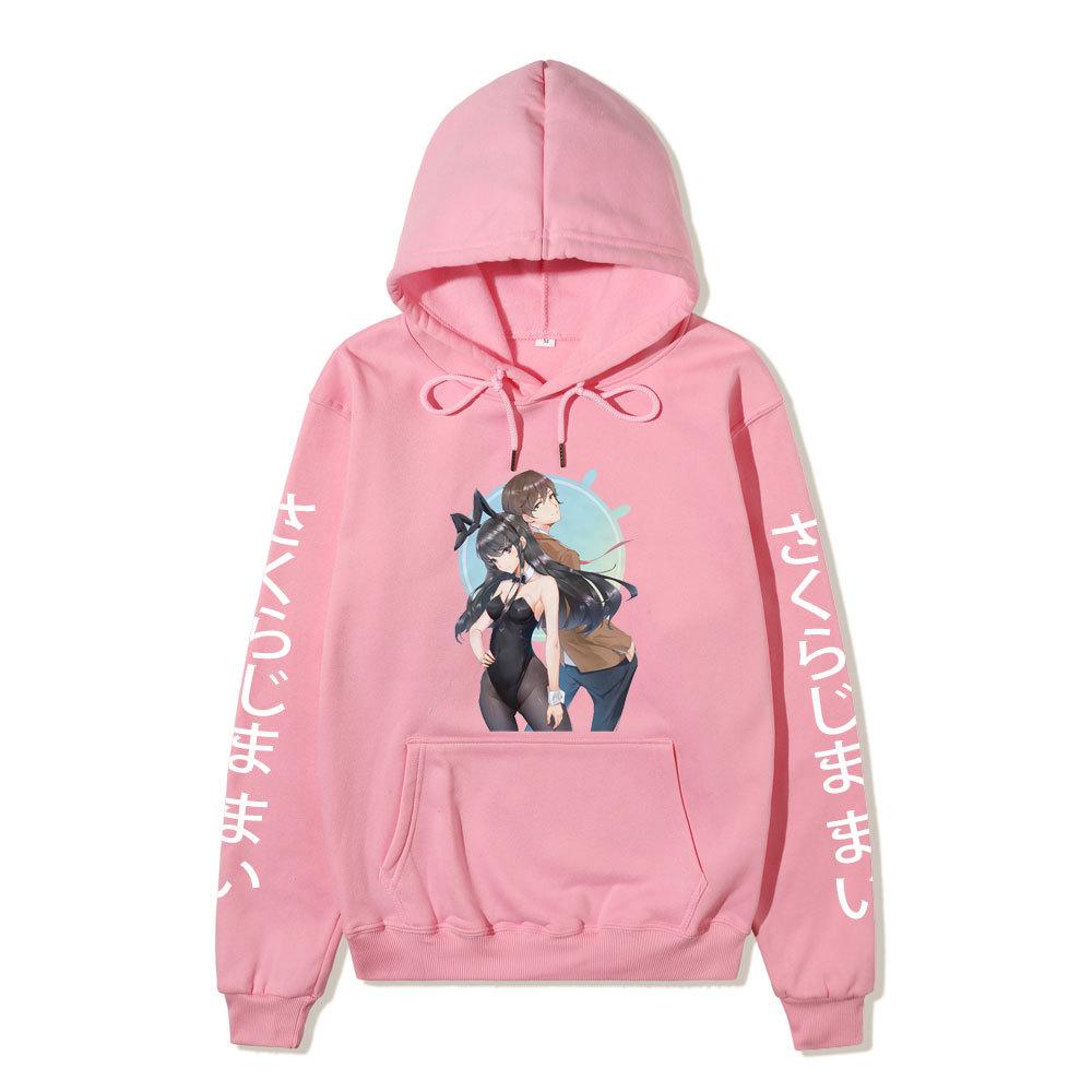 Rascal Does Not Dream of Bunny Girl Senpai Mai Sakurajima Unisex Fleece Hoodie Vertical Japanese Text Sleeve Anime Print Long Sleeve Sweatshirt