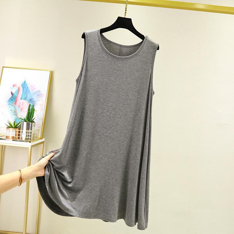 Plus Size Summer Modal Maternity Sleeveless Mid-Length Swing Dress