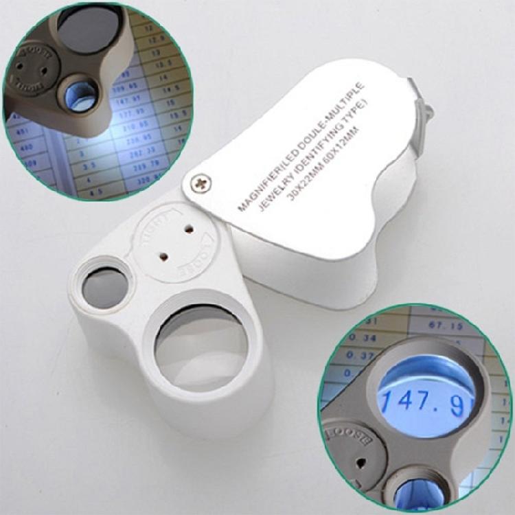 Jewellery Magnifying Glass  30 x 60 Illuminated Loupe with LED Light Jeweller's Magnifier for Diamonds Stamps