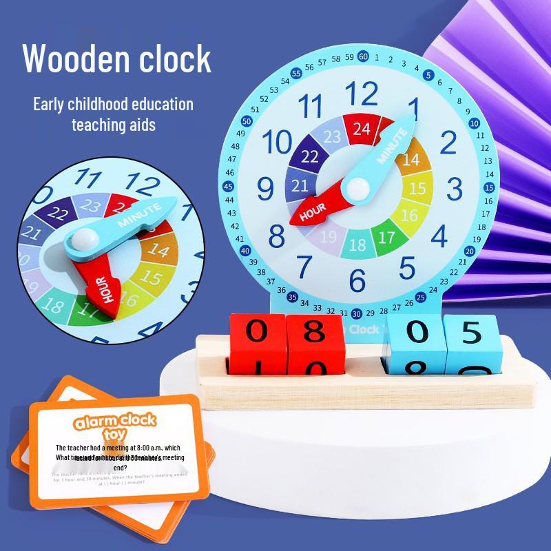 Pädagogische Holzuhr für Kinder - Frühes Lernen Digitaler Wecker