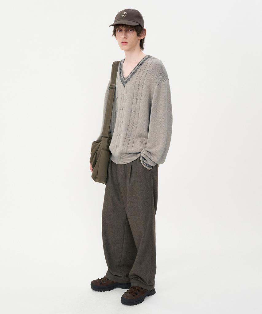 INSILENCE Wool Tapered Pants Brown