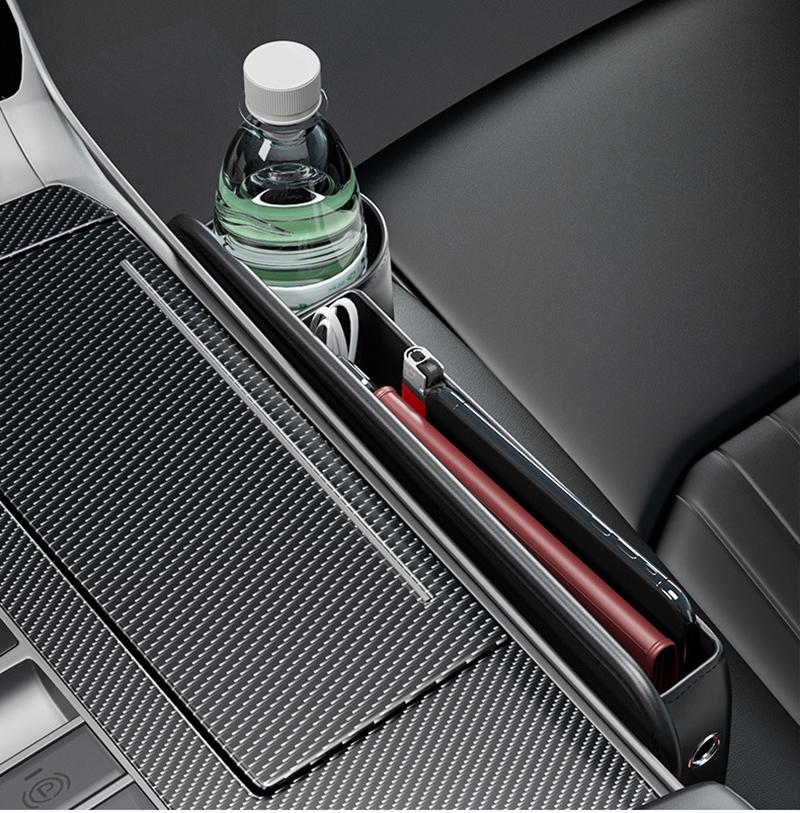Car Right Seat Side Pocket Organizer Gap Crevice Filler Storage Box w/Cup Holder