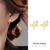 Banyan Tree S925 Silver Four-Point Star Earrings for Women - Exquisite, Sweet, and Trendy Large & Small Star Design.