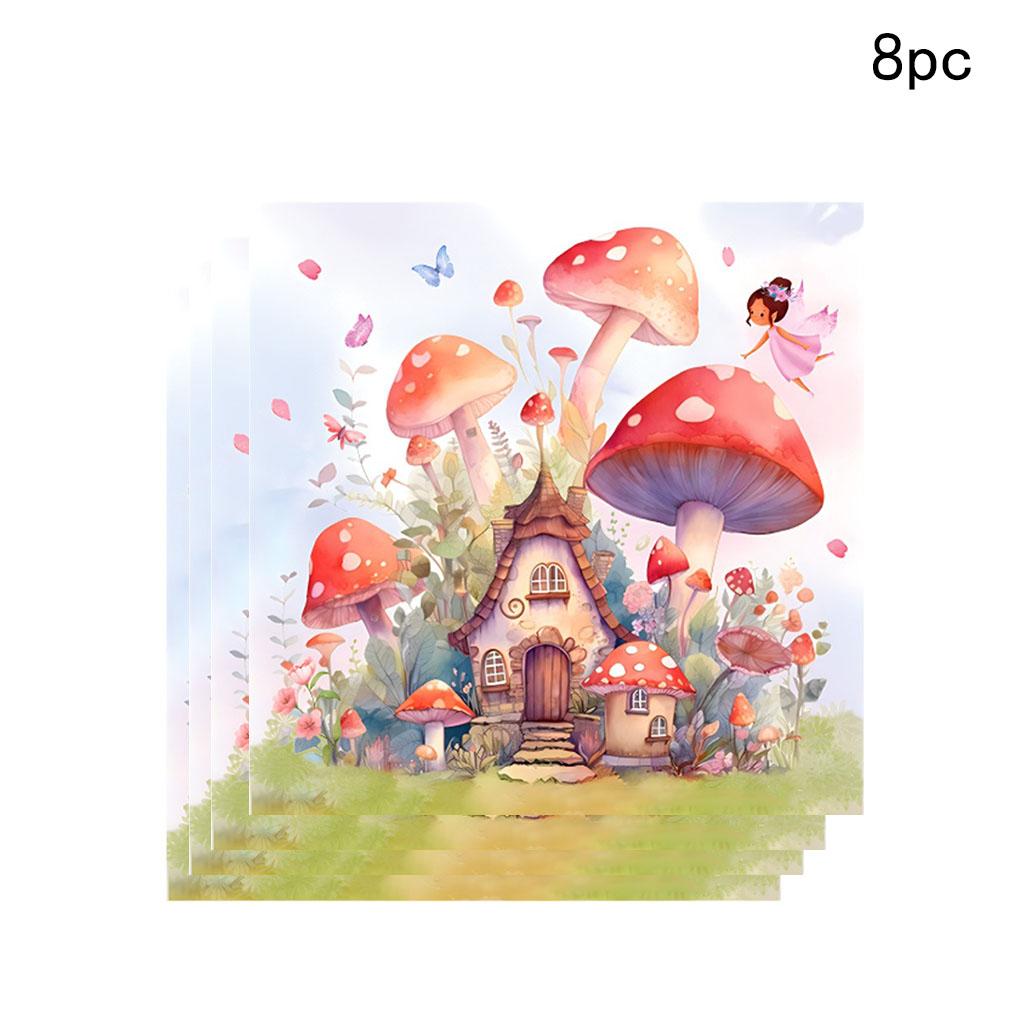 Fairy Mushoroom House Disposable Tableware Girls Fairy Princess Paper Plates Napkins Happy Fairy 1st Birthday Party Supplies