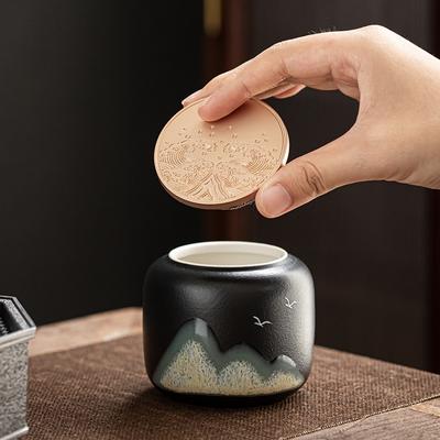230ml Ceramic Tea Canister Small Sealed Canister Moisture-Proof Storage Canister