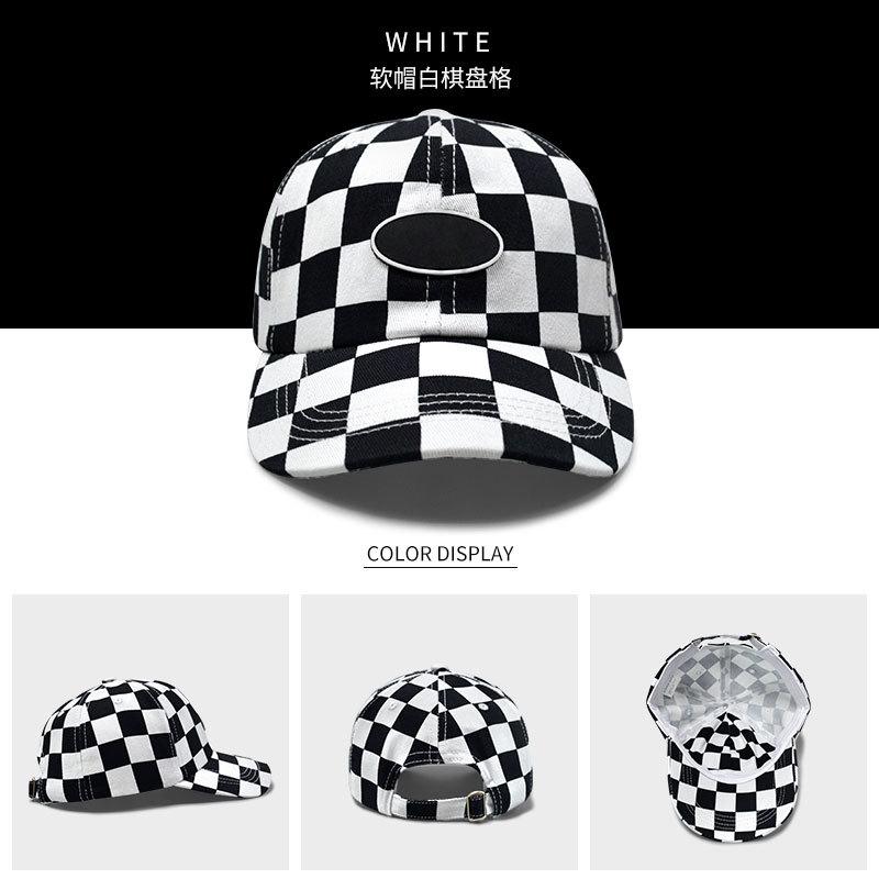 Fashion Checkerboard Baseball Caps 6 Panel Checkered Golf Hats Beige Green Plaid Checkered Sport Caps for