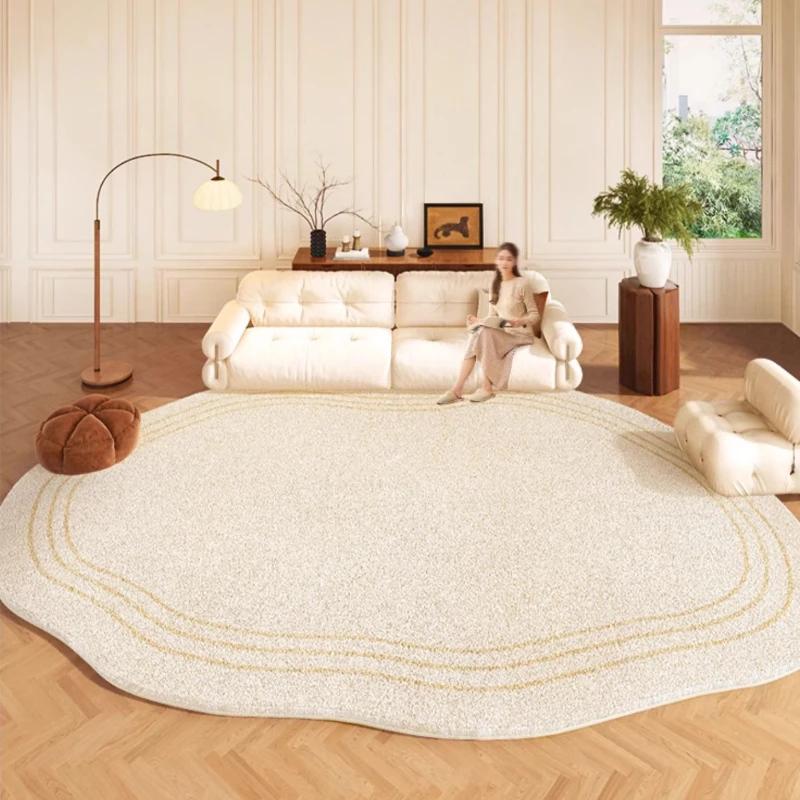 Cream Style Carpets for Living Room Irregular Shape Bedroom Decor Plush Carpet Fluffy Soft Washable Floor Mat Home Lounge Rug