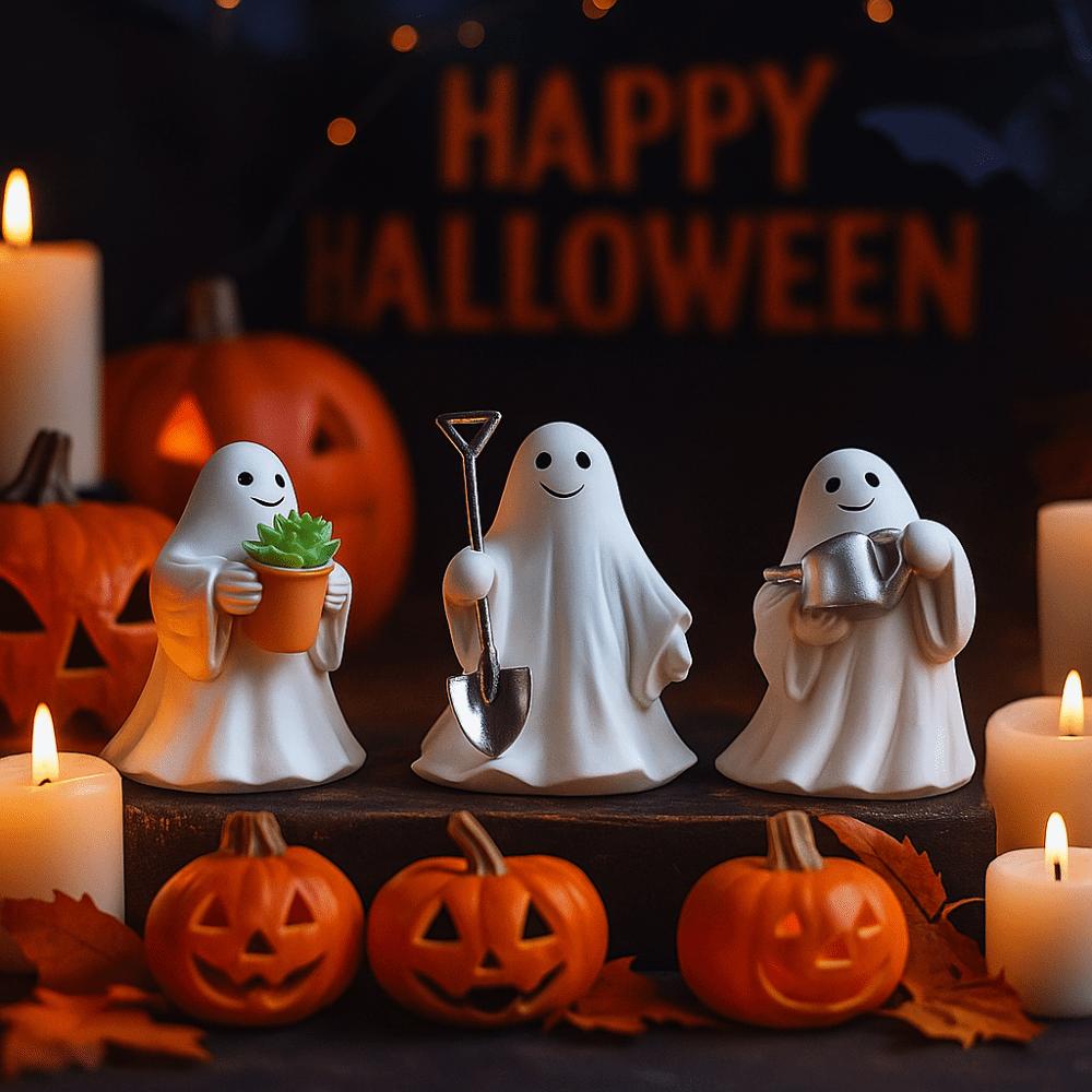 3pcs Cute Design Ghost Ornaments Resin Material Resin Gardening Statue  Home Decor