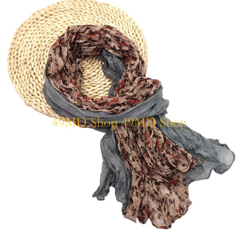 49MD Fashion Crinkled Scarf Stylish Layering Neckwear Polyester Long Scarf For Women