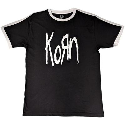 Rock Off offiziell lizenzierte Produkte Korn Band Logo Ringer T-Shirt M Schwarz