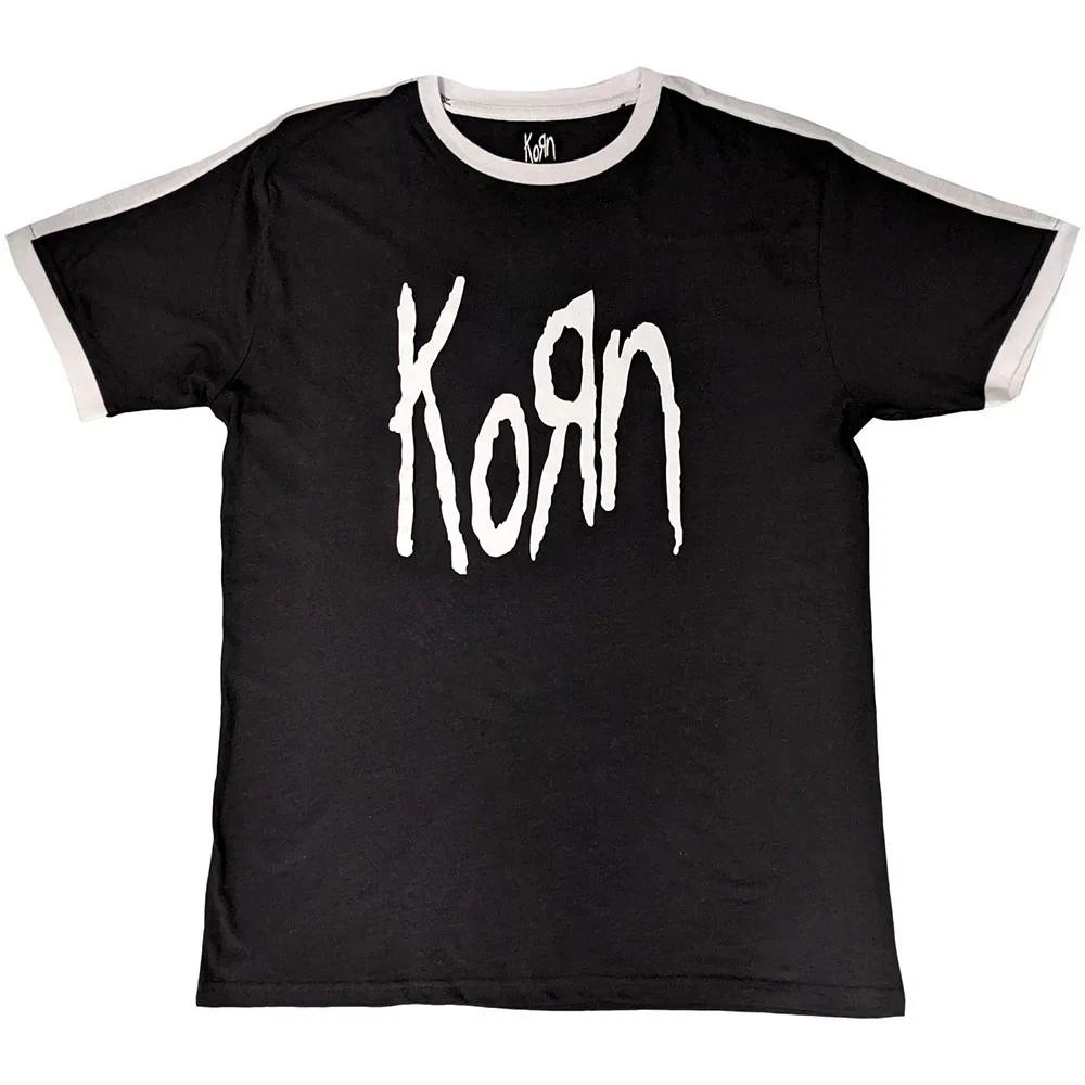 Rock Off officially licensed products Korn Band Logo Ringer T Shirt XL Black M