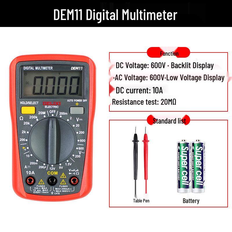 DELIXI Digital High-Precision Multimeter: Anti-Burn, Portable, Smart, Auto, Multipurpose Meter for Electricians.