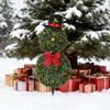 Christmas Snowman Topiary Artificial Snowman Shaped Topiary Tree with Bow And Hat Outdoor Boxwood Topiary with Stake for Home Porch Decor