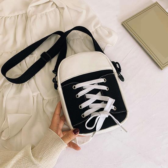 Women Canvas Crossbody Bag Casual Small Shoulder Bag Canvas Shoe Design Crossbody Purse for Daily Life Travel Commuting