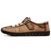 Handmade Men Shoes Split Leather Casual Shoes Hook & Loop Man Loafers Flat Autumn Footwear Plus Size 38-47