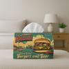 1pc  Americana Vintage Tissue Box - Diner Burger - Holiday Parties & Home Decor, 17.02x25.91 Cm, Party Decorations, Suitable for Daily Use, Holiday Se