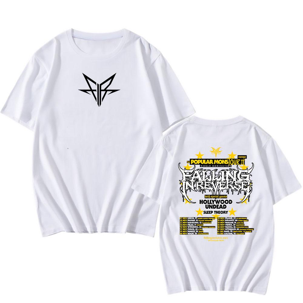 Falling In Reverse The Popular Mons Tour T-shirt Short Sleeve Cotton Summer Tshirts Hip Hop Streetwear Men Clothes Graphic Tees