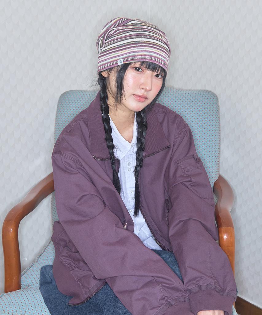 Kiibi Vintage Stripe Beanie Purple