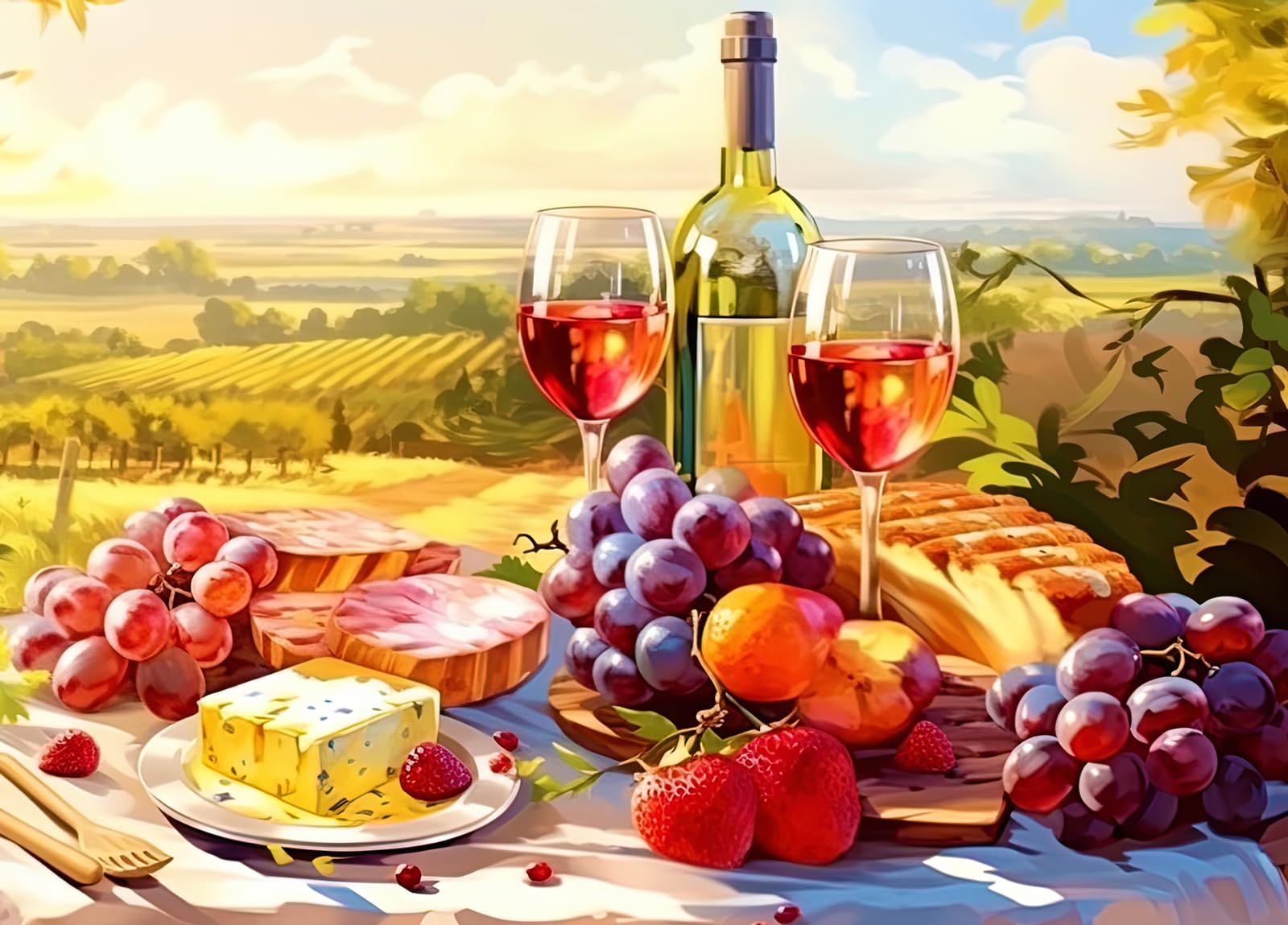 

Bullglesup 1000-Piece Puzzle for Adults, Picnic Poster, Perfect Fit, Back Text, Dust-Free, Gift for Seniors (70x50cm)